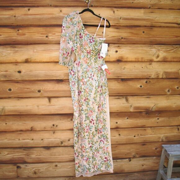 Mac Duggal 5567 Womens ONE SHOULDER FLORAL EMBELLISHED GOWN Dress - Picture 5 of 14